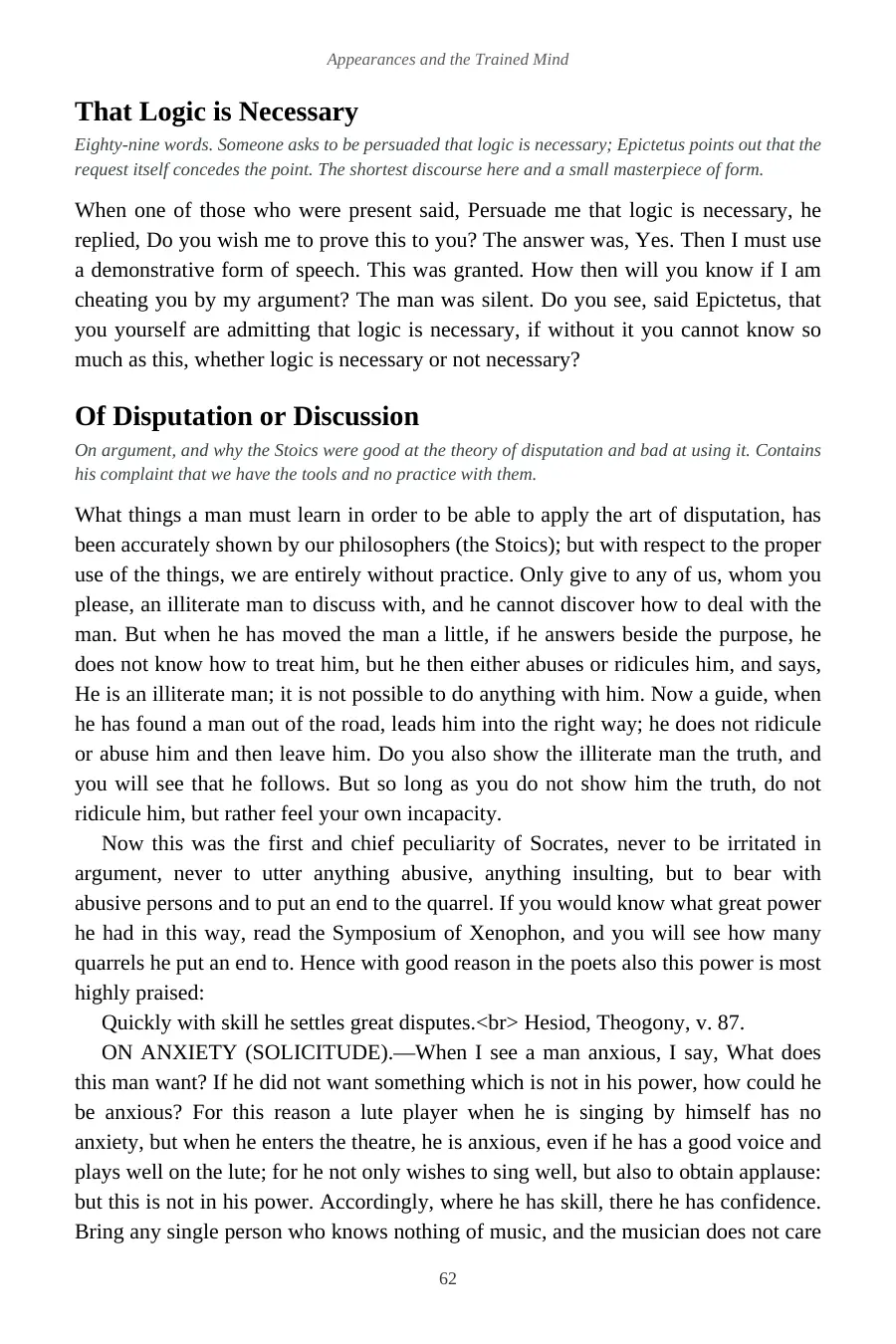 Epictetus: The Discourses and Enchiridion — page 62